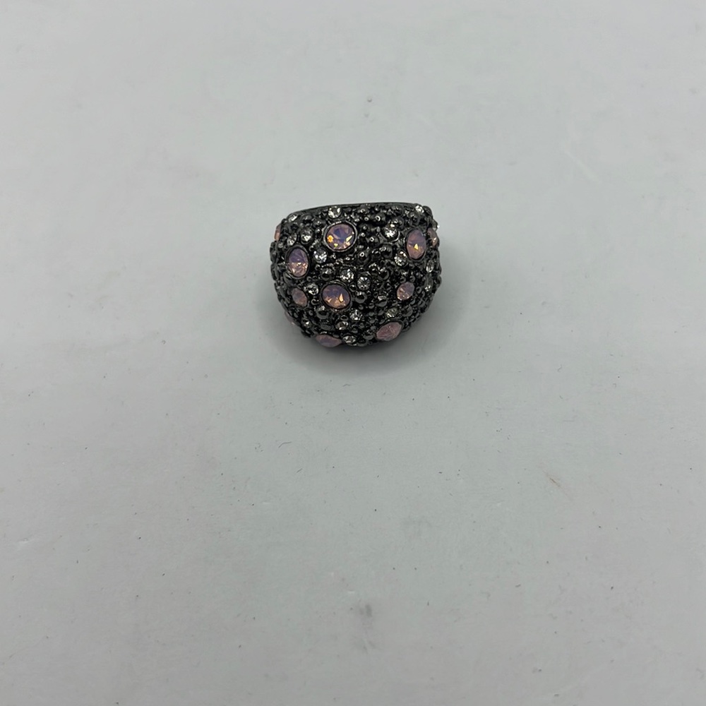 Dome rhinestone costume jewelry ring size 8 dome ring maximalist pink stones